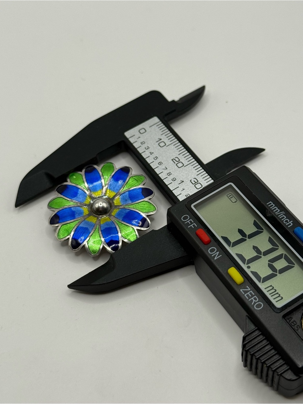 Blue and Green Floral Enamel Brooch - Women's jewelry Sterling silver 925 - Picture 7 of 7
